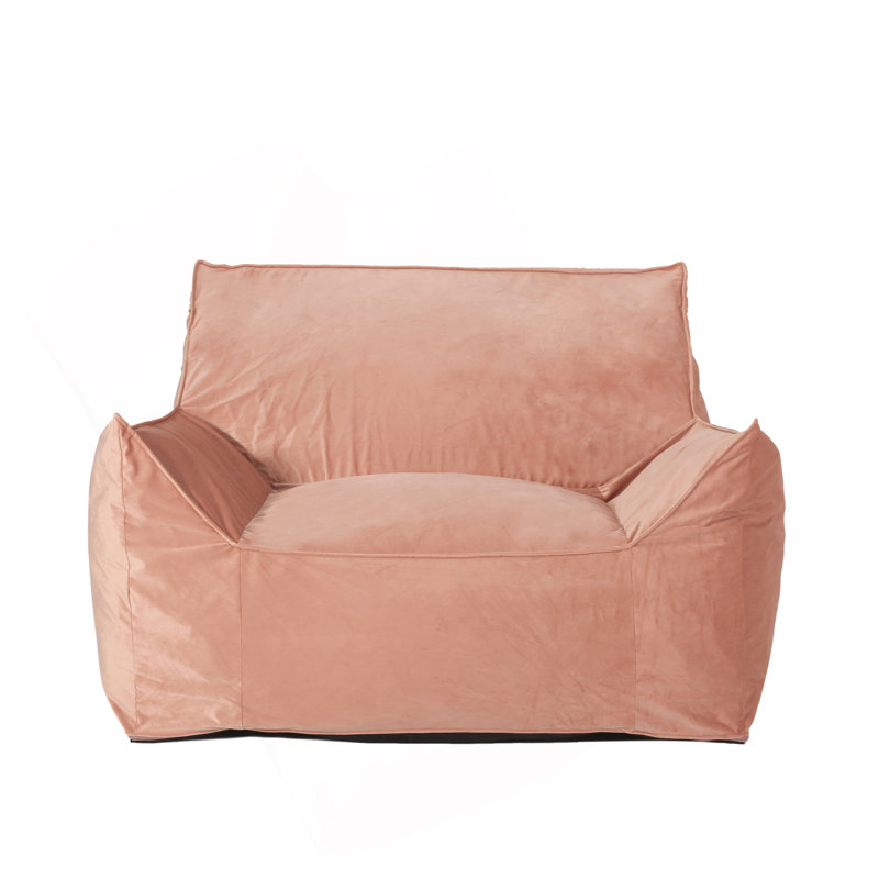 Grand canapé à billes en velours, Velours rose, H 30 po x l 40 po x P 40 po