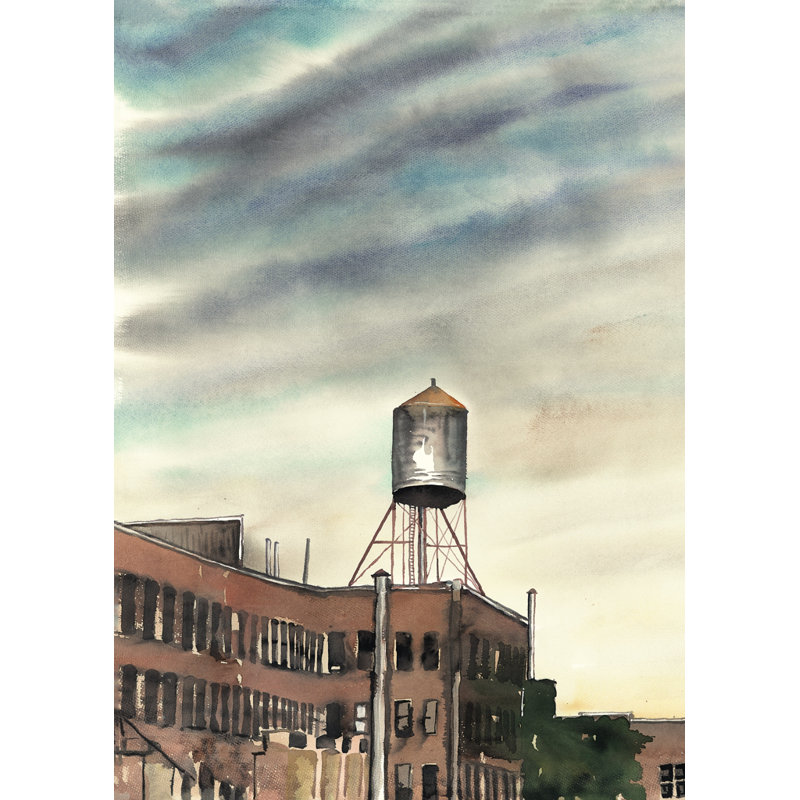 Château d'eau à New York - décor de paysage industriel sur toile