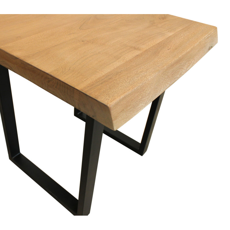 Table de bout carrée 24 po en bois massif et fer vieilli noir et naturel