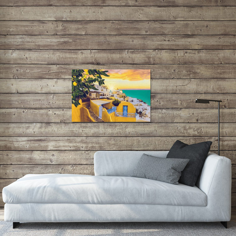 «Santorini at Sunset» par Ievgeniia Bidiuk - impression sans cadre
