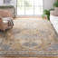 Rectangle Oriental Hand-Knotted Wool/Cotton Area Rug in Beige/Gray/Brown-599674129