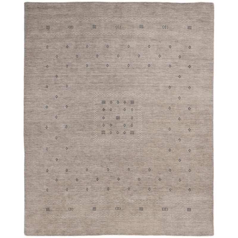 Simi Hand Knotted Cotton/Wool Southwestern Area Rug, Rectangle 6' x 9', Taupe