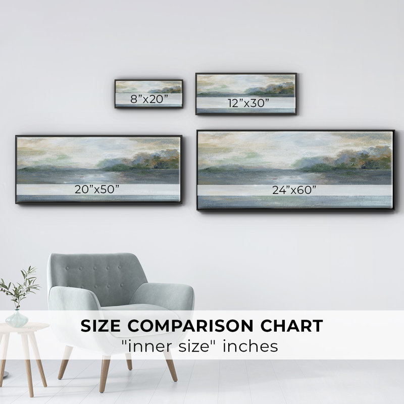 Blue Ethereal- Framed Canvas, 12" H x 30" W