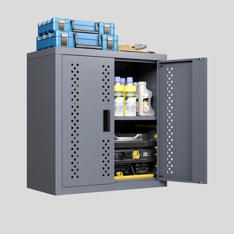 Metal Wall - Mounted Gray Garage Cabinet, 13.47" H, Storage Solution For Basements, Kitchens And Warehouses, Removable Shelves, Precise Door Hinge Movement Storage, Cabinet With Smooth Hinge, Easy