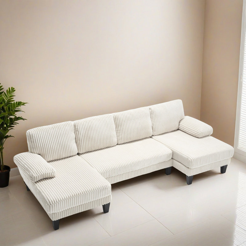 Canapé modulaire moderne en U avec canapé modulaire surdimensionné de 114,22 po, Velours beige