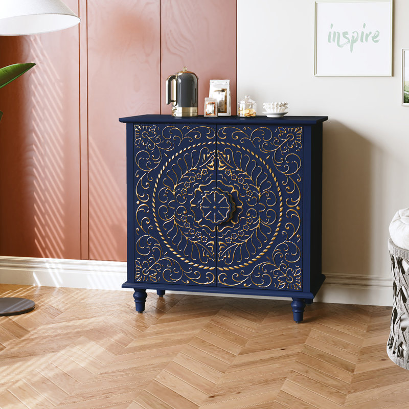 Jozhiel 31.7" Wide Decorative Accent Storage Cabinet with 2 Doors, Blue