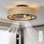 Ventilateur de plafond industriel moderne en cage 20 po avec lumière et télécommande - profil bas, moteur à courant continu, pales réversibles à 6 vitesses, abat-jour en tissu