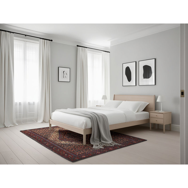 Tapis brun/bleu/crème traditionnel Algodones, Rectangle 5 pi x 7 pi
