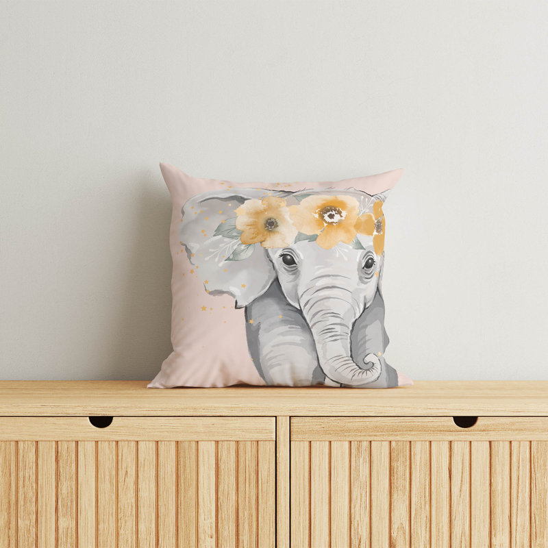 Coussin Elephant, H 16 po x l 16 po