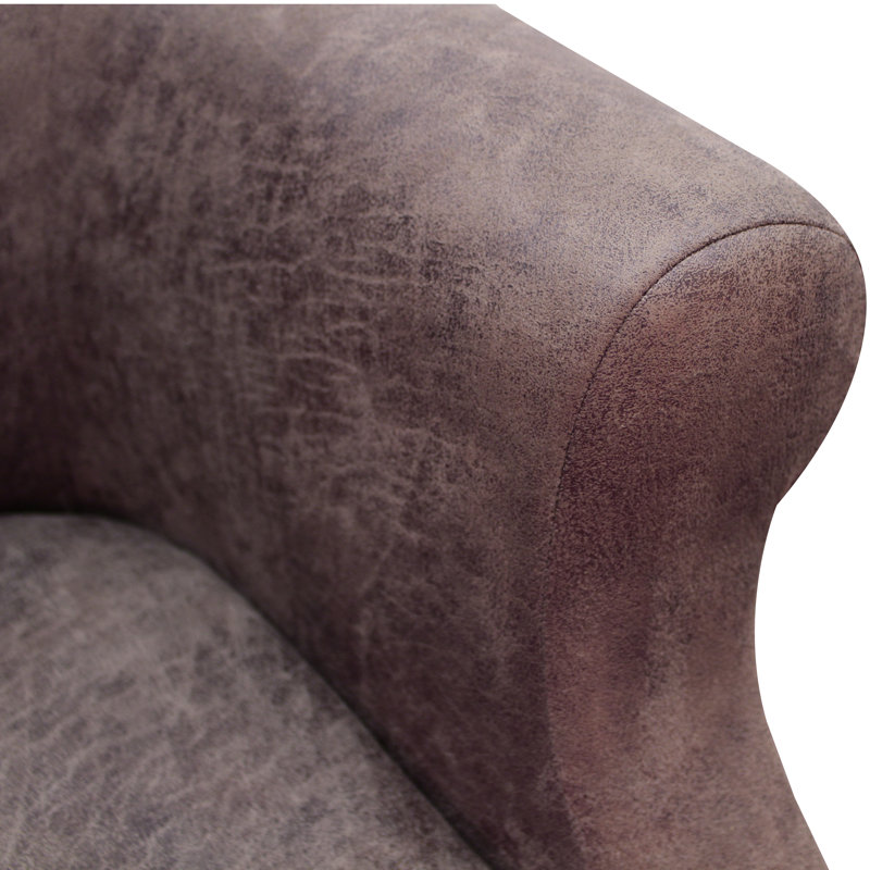 Fauteuil demi-tonneau Aguiniga, Simili cuir brun foncé