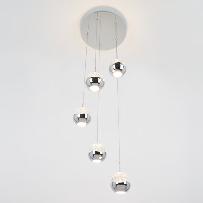 Moorcroft 5 - Light Chrome LED Cluster Pendant