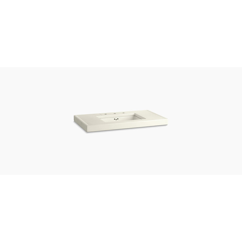 Kathryn Fireclay Rectangular Console Bathroom Sink with Overflow, Biscuit