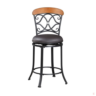 Faux Leather Upholstered Bar Stools with  Back,Metal Legs