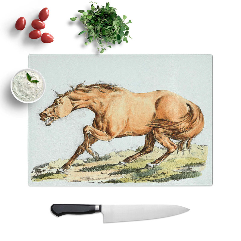 Glass Light-Brown Horse by Henry Alken Chopping Board, 39 cm W x 28.5 cm L