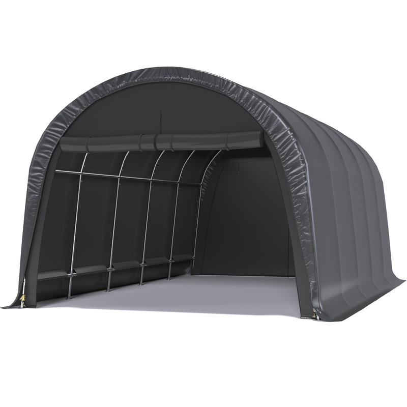 12 X 20 Ft Heavy Duty Carport, Portable Garage With All-Steel Frame,  Round Style Roof