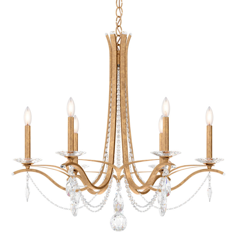 Vesca 6 - Light Chandelier, Clear Heritage Crystal, French Gold