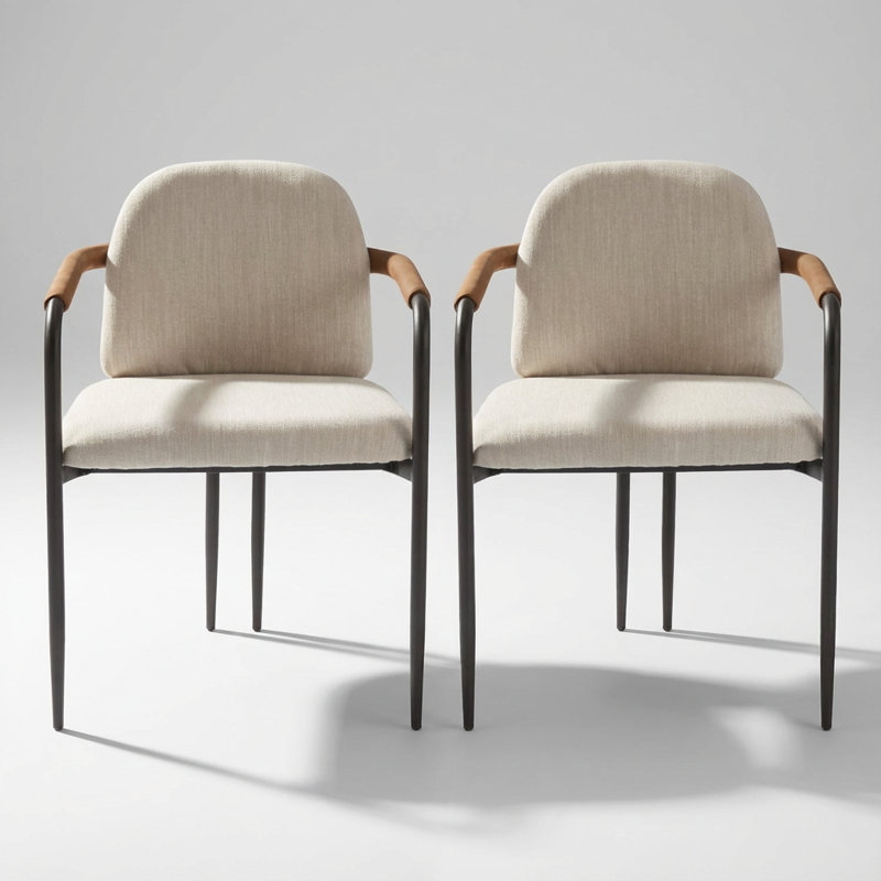 Ensemble de 2 chaises de salle à manger avec cadre en fer Modern Modern, Beige