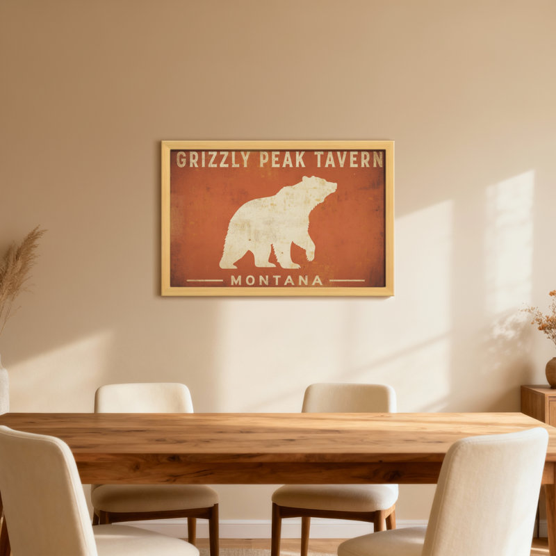 Animaux, grizzly, silhouette, signe rustique, Toile tendue, Ne s’applique pas, H 20 po x l 30 po