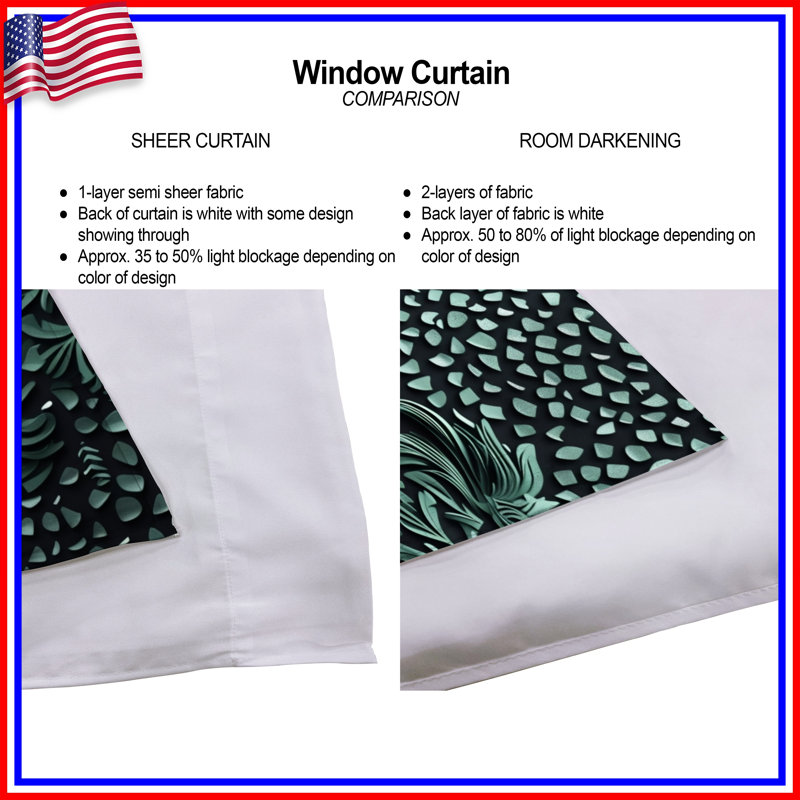 Rideaux occultant à motif de feuilles Axat, 40in x 52in - 2 panels, Sheer