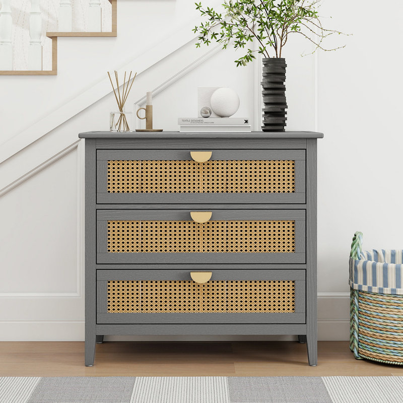 Commode 3 tiroirs, Gris