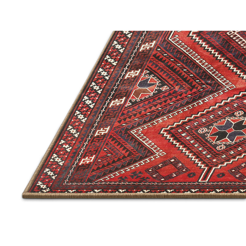 Tapis décoratif en laine rouge ishkhan, Rectangle 7 pi x 10 pi