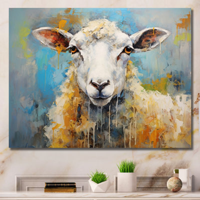 Encaustique bleu et mouton beige - imprimé
