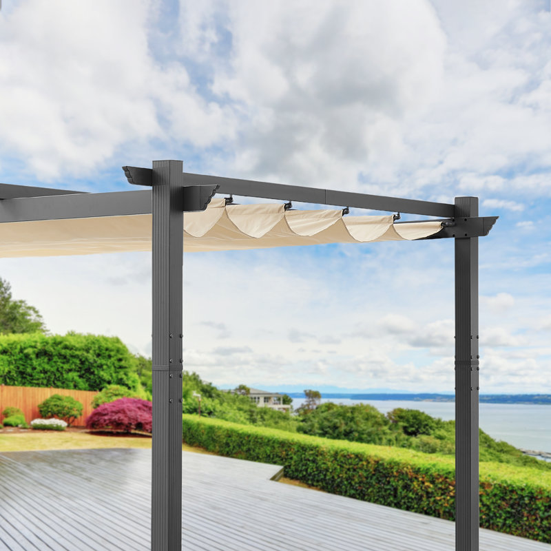 10 Ft. W X 10 Ft. D Aluminum Pergola with Canopy, Sand