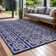 Tapis intérieur / extérieur bleu marine / blanc Aldo