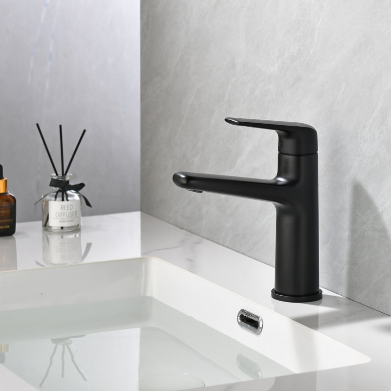 Bathroom Faucet 1 Hole Bathroom Sink Faucet Waterfall Vanity Faucet Single Handle Bathroom Sink Modern, Matte Black