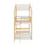 Lit superposé simple au-dessus d'un lit simple en bois avec toit, fenêtre et échelle