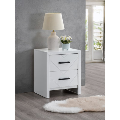 Table de chevet 2 tiroirs Morris, blanc