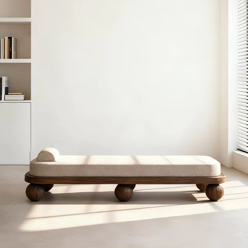 Banc rembourré blanc, Blanc, Brun