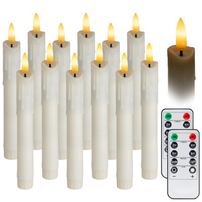 Bougies coniques ivoire sans flamme de 6,7 po avec télécommande, conception en faux goutte, mèche scintillante 3D - style antique pour candélabres