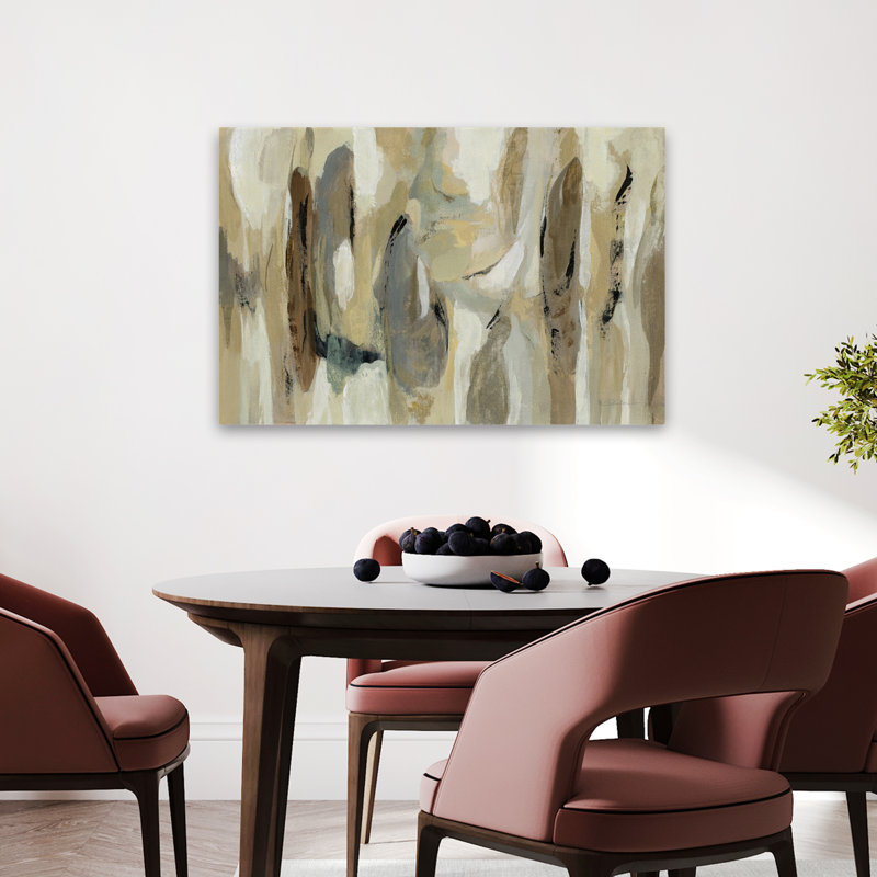 Fluidité neutre - abstrait beige noir brun, H 36 po x l 24 po
