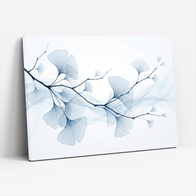 Feuilles bleues, reproduction d'art sur toile, ensemble de 1, Wrapped Canvas, H 24 po x l 36 po