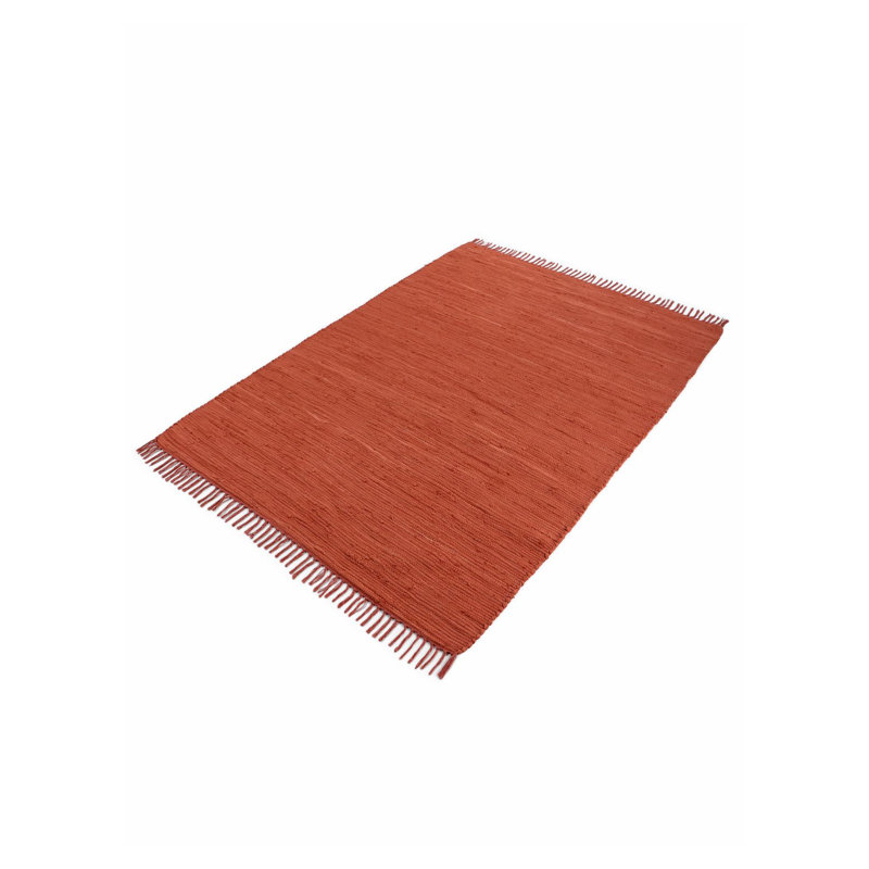 Chindi Uni Solid Colour Hand Crafted Hand Braided Orange Area Rug, Rectangle 140 x 200cm