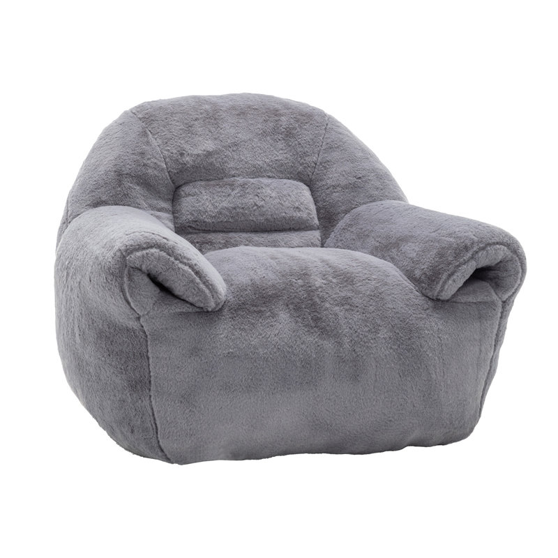 Bean Bag Chair, Dark Gray Faux Fur