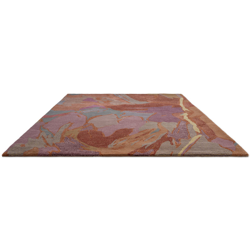 Saltillo Handmade Wool Abstract Area Rug, Rosewood, Rectangle 6'7 x 9'2