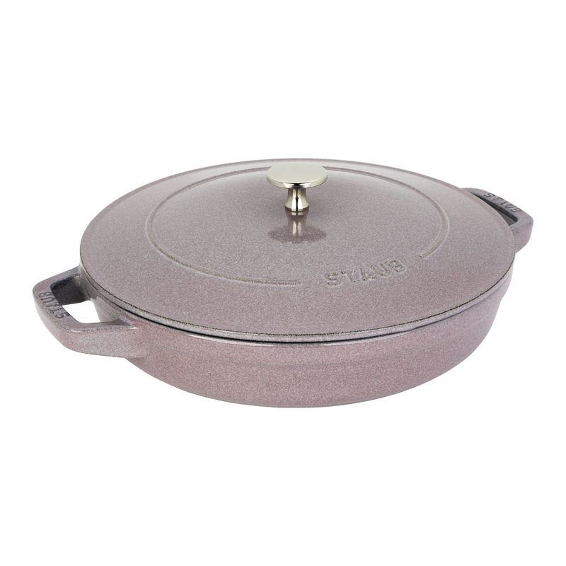 Staub Cast Iron Set 4 Piece, Stackable Space-Saving Cookware Set, Dutch Oven with Universal Lid, Made in France, Lilac