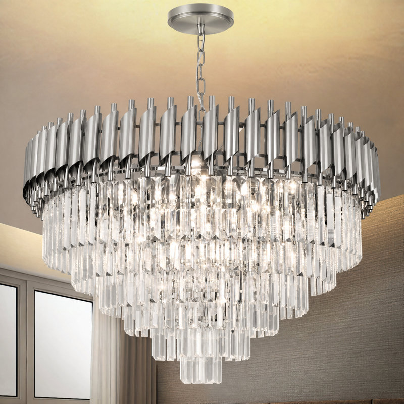 Melar 17 - Light Dimmable Tiered Chandelier, Nickel