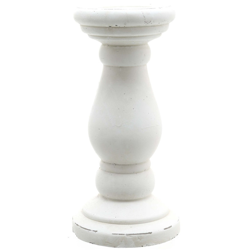 Wood Tabletop Candlestick, 30cm H x 14cm W x 14cm D, White