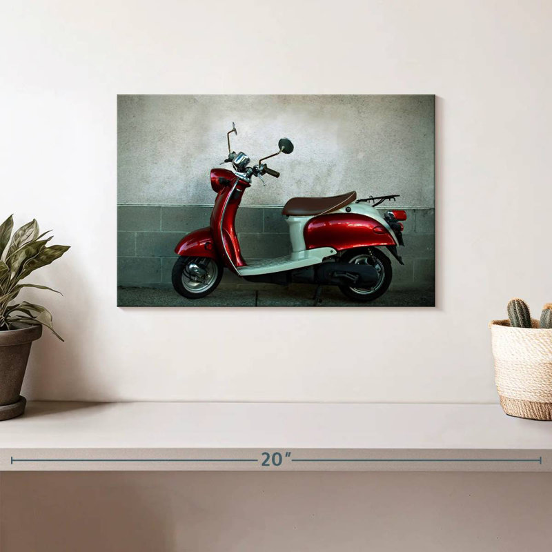 Parked Retro Scooter, 8" H x 12" W