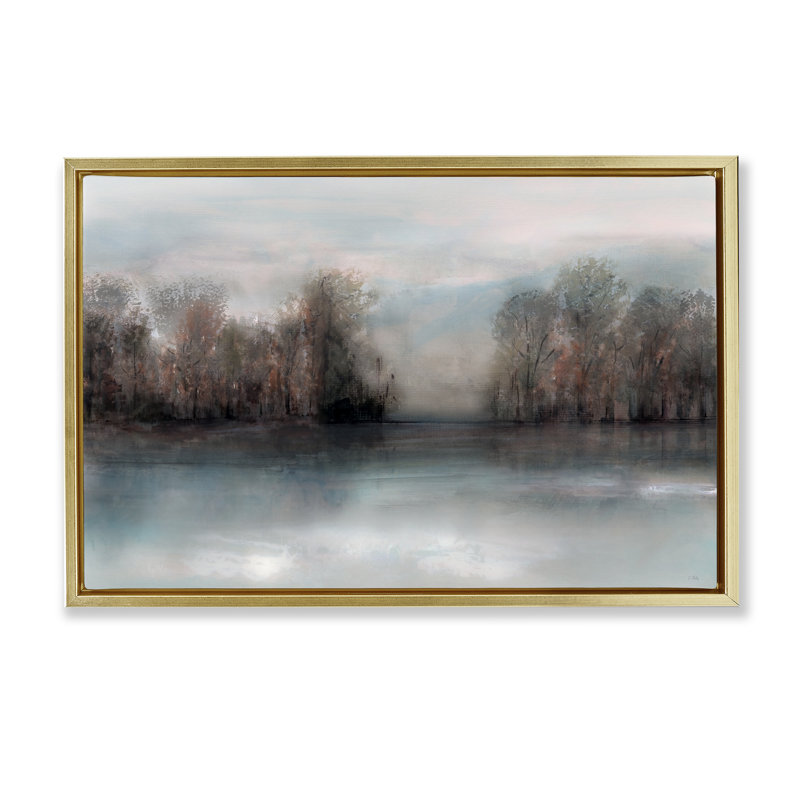 Mirage de la forêt sombre, H 17 po x l 25 po, Cadre flottant métallique doré