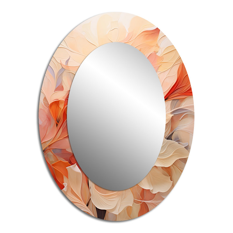 Minimalisme pêche - Miroir mural ovale pêche, 40 po x 30 po