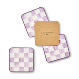 Violet Check Cork Back Coasters