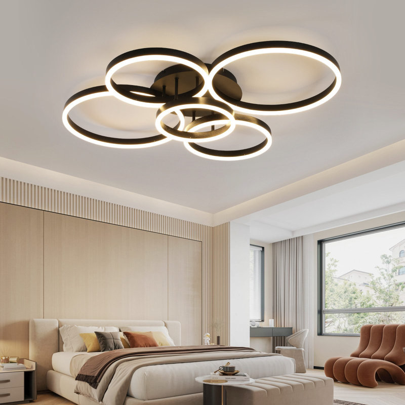 Ceiling lamp LED ceiling light living room: living room lamp dimmable 78W with remote control 5-rings bedroom lamp modern acrylic ceiling lighting for office bedroom dining room