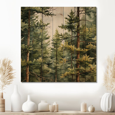 Pine Tree Symphony II On Wood Print