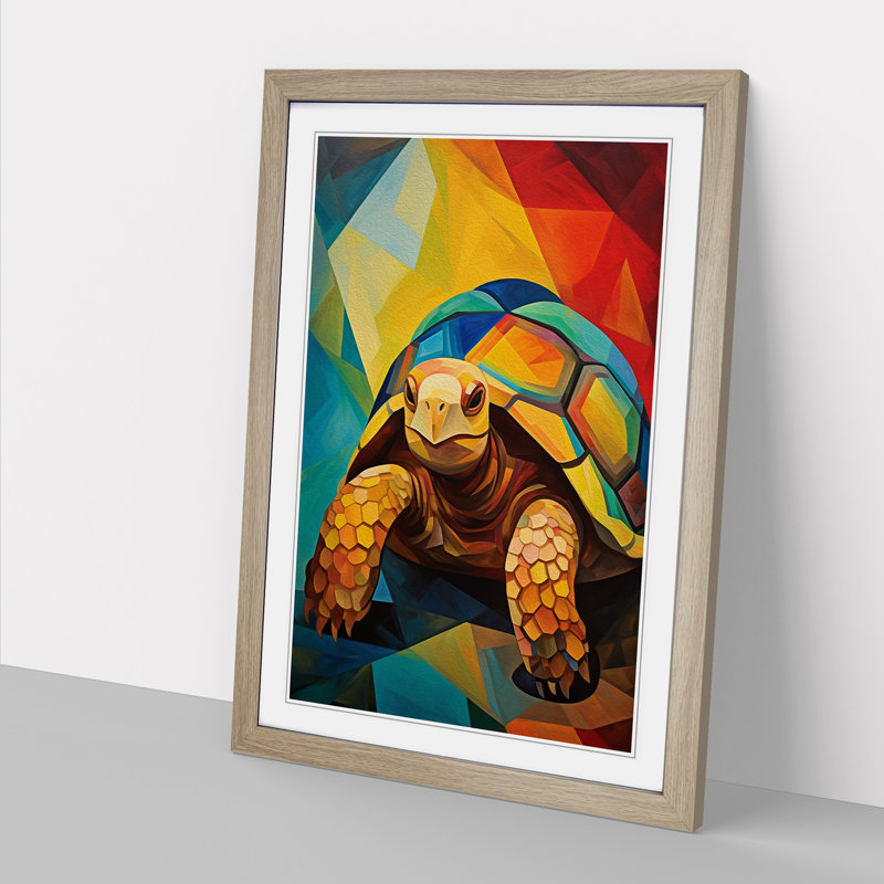 Tortoise Cubism - Framed Print, Oak , 46cm H x 34cm W x 2cm D
