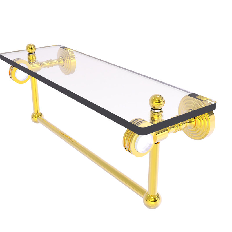 Tablette à support Jarrell, H 5,12 po x l 16 po x P 6,4 po, Laiton poli
