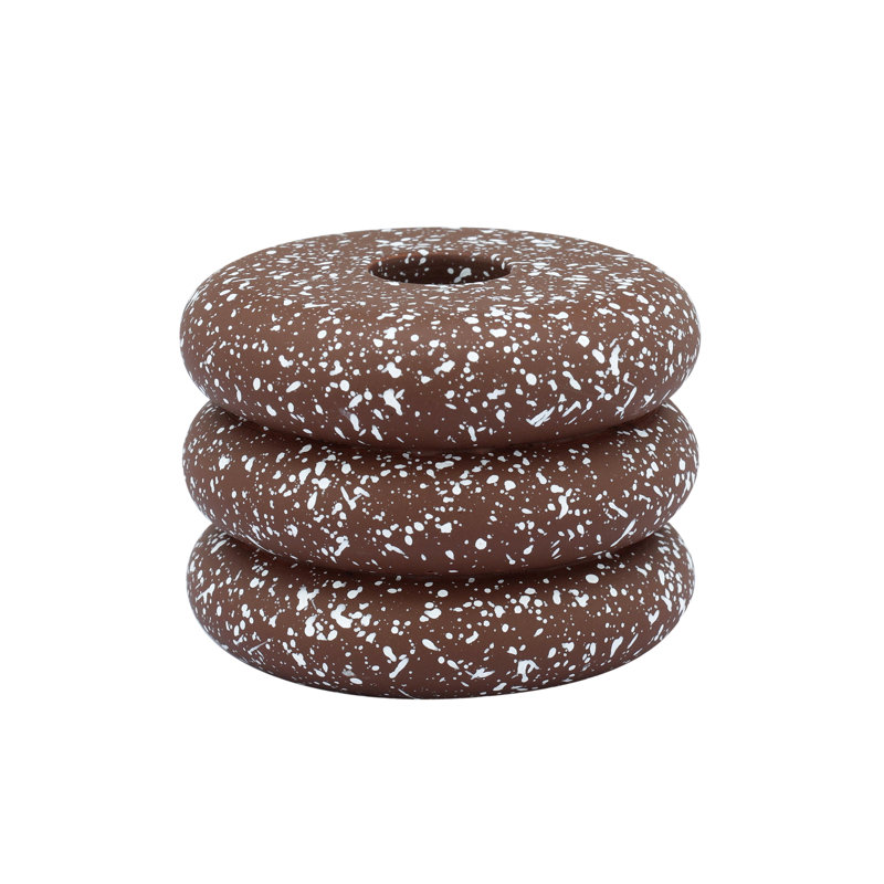 Gabby Speckled Rust Stacked Candleholder, Rust